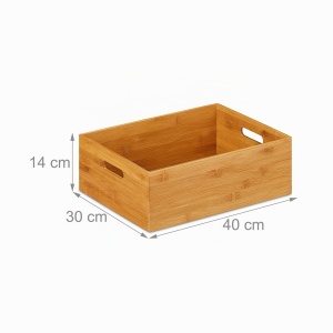 Cutie de depozitare din bambus Relaxdays, 14 x 40 x 30 cm, deschisa, cu manere - Img 4