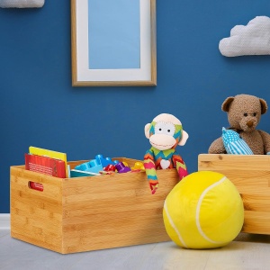Cutie de depozitare din bambus Relaxdays, 21 x 40 x 30 cm, design natural - Img 2