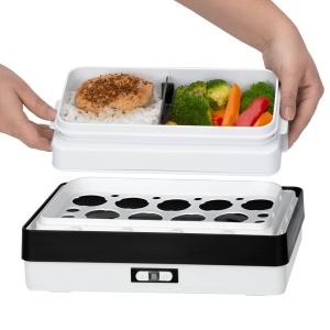 Cutie de meniu Cloer 800MBX Cutie de pranz electrica pentru reincalzirea alimentelor incl 1,2 L, tava si ceasca de masurare Suport detasabil Placa de gatit din otel inoxidabil, Seturi de cutii de pranz combinabile, alb, 1,2 litri - Img 4