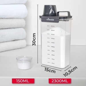 Cutie depozitare detergent Vileda 2300 ml gri capac etans cu pahar de masurare - Img 2