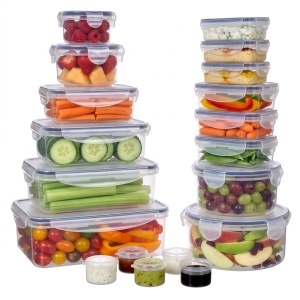 Cutie pentru alimente Relaxdays, set 19 piese, transparent, capacitate variata