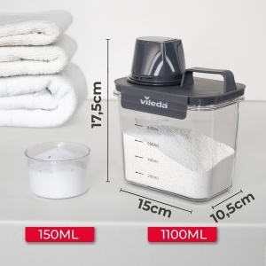 Cutie pentru detergent Vileda 1100ml gri - cu masura inclusa, design modern - Img 2