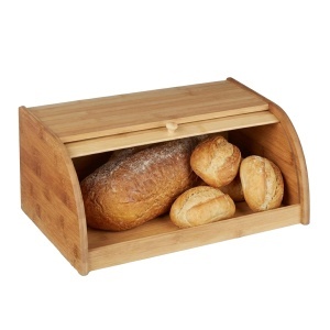 Cutie pentru paine din bambus Relaxdays, 16.5 x 40 x 27.5 cm, cu capac rulant