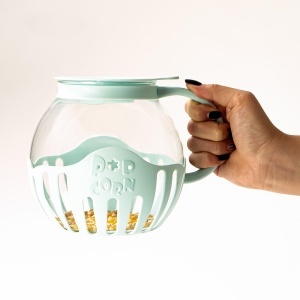Cutie pentru Popcorn JOCCA, 2,2 l, din sticla, cu gratar din silicon, albastra - Img 5