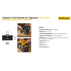 Cutie unelte STANLEY 16 inch, capacitate 8L, greutate 1.6kg, design compact - Img 4