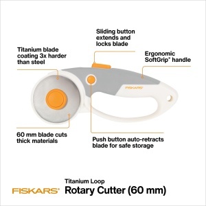 Cutit de taiat Fiskars cu lama de 60 mm, ergonomic, pentru materiale groase - Img 2