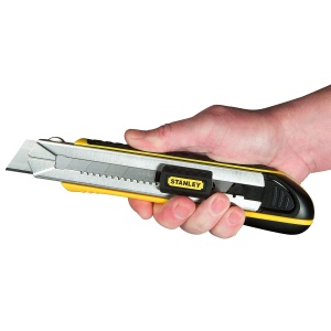 Cutit de taiere Stanley FatMax cu incarcator 0-10-486 (latime a lamei de 25 mm, lungime de 215 mm, ghidaj al lamei din otel inoxidabil, cu ciocan de lama, inclusiv 4 lame de prindere) - Img 4