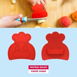 Cutit pentru copii Chefclub Kids, cu protectie pentru degete, ergonomie, albastru si rosu - Img 5