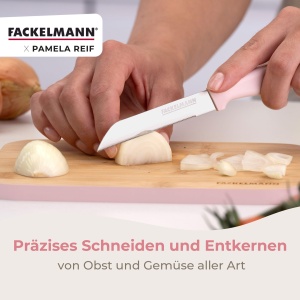 Cutit pentru legume Fackelmann x Pamela Reif lama zimtata 12 cm maner ergonomic pastel roz - Img 6