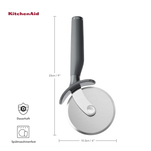 Cutit pentru Pizza KitchenAid, inox, cu protectie pentru degete, gri - Img 3