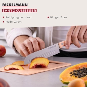 Cutit Santoku Fackelmann 23 cm, lama din otel inoxidabil, maner ergonomic apricot - Img 2