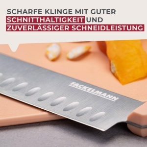 Cutit Santoku Fackelmann 30 cm, lama inox 18 cm, maner ergonomic apricot - Img 4