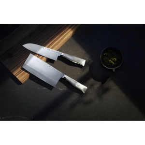 Cutit Santoku WMF Grand Gourmet 32 cm, Fabricat in Germania, Cutit forjat, taietura de performanta, lama speciala din otel, lama 18 cm - Img 2