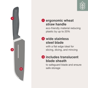 Cutit Santoku Zyliss 17 cm, cu Klinge din Otel Inoxidabil si Maner din Weizenstroh - Img 6