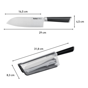 Cutit Tefal Eversharp Santoku 165 cm Negru cu Sistem de Ascutire Integrat - Img 7