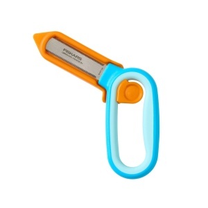 Cutter pentru copii Fiskars, cutter carton, maner ergonomic, protectie siguranta