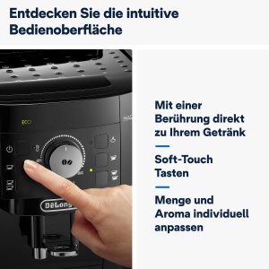 De'Longhi Magnifica S ECAM11.112.B, aparat de cafea complet automat cu duza de spumare a laptelui pentru cappuccino, cu butoane de selectie directa espresso si control rotativ, functie 2 cani, negru - Img 5