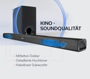 Denon DHT-S316 2.1 Flat TV Soundbar cu subwoofer wireless, Bluetooth, HDMI ARC, Dolby Digital, DTS, intrare optica - Img 4