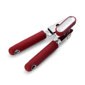 Deschizator de conserve si deschizator de sticle multifunctional KitchenAid Classic, usor de utilizat, roata de taiere din otel inoxidabil ascutita, manere ergonomice moi, rosu moale - Img 2