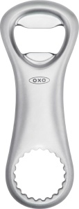 Deschizator de sticle OXO din zinc, design elegant, cu 2 functii