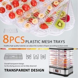 Deshidratator alimentar MEYKEY, 8 compartimente, deshidratator pentru legume, fructe, carne, setari de temperatura cu buton, temperatura reglabila 35-70degC, 400W - Img 2