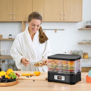 Deshidratator din otel inoxidabil 400W, uscator de deshidratare pentru fructe, carne si ierburi incl. 8x niveluri de deshidratator, deshidratator cu regulator de temperatura 35-70degC - Img 6