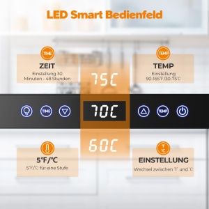 Deshidratator din otel inoxidabil YASHE cu control digital temperatura de pana la 75degC temporizator de pana la 48 de ore deshidratator cu 9 tavi pen - Img 3