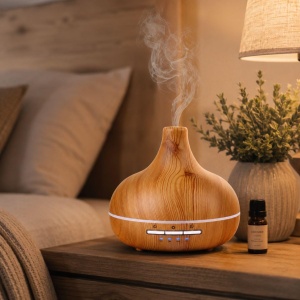 Difuzor Aroma Grundig 300ml - Umidificator cu LED si Timer - Bambus, Maro - Img 2