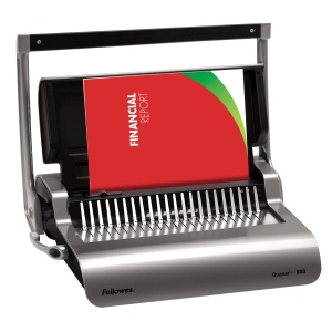 Dispozitiv de legare plastic Fellowes Quasar 500, capacitate 500 foi, culoare antracit