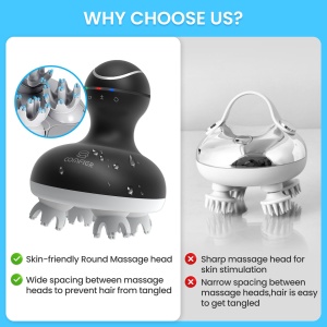 Dispozitiv de Masaj pentru Scalp COMFIER, 4 Capete, Reincarcabil, Waterproof - Img 5
