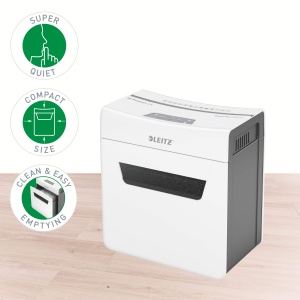 Distrugator de documente Leitz IQ 6X Premium, 6 foi, 10L, alb - Img 2