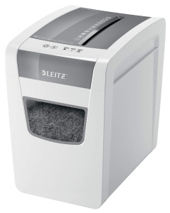 Distrugator de documente Leitz IQ Home Office Slim P4 Alb Capacitate 10 coli Cos 23L