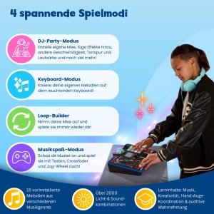 DJ-Pult VTech Kidi DJ Mix Pro cu Keyboard, Discolight si Bluetooth - Img 3