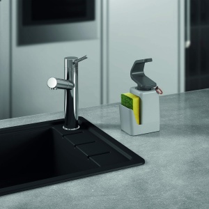 Dozator sapun Metaltex Soaptex 400 ml cu suport pentru burete si inel baza anti-alunecare - Img 7