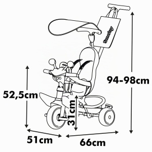 Dreirad pentru copii Smoby Baby Driver, 3-in-1, gri, cu accesorii premium - Img 6