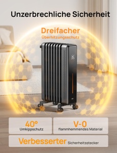 Dreo Radiator Electric OH521 2000W cu Termostat si Timer 9 Elemente - Img 4