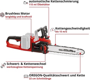 Drujba profesionala Einhell GP-LC 3635 Li-Solo 36V Brushless lungime taiere 33 cm - Img 3