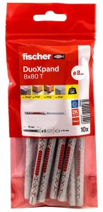 Dublu cuie fischer DuoXpand 8 x 80 T, 10 buc, pentru materiale poroase