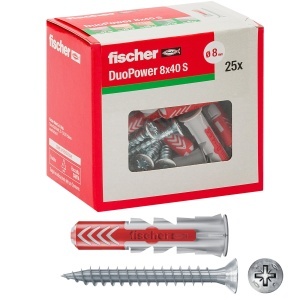 Dublu fixare Fischer Duopower cu surub, gri, 40 mm, 8 mm