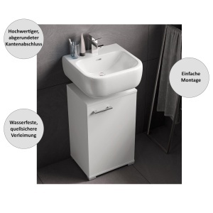 Dulap baie Fackelmann 40 cm, alb, design modern, cu picioare din plastic - Img 3