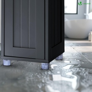 Dulap baie VOUNOT cu 2 usi si 1 sertar, 20x20x180cm, Negru - Img 5