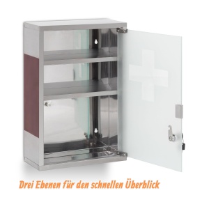 Dulap medical EMERGENCY din inox si sticla satinata, 3 compartimente, 45 x 30 x 12 cm - Img 6