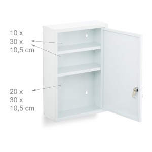 Dulap medical Relaxdays, alb, 3 compartimente, 45 x 30 x 12 cm - Img 5