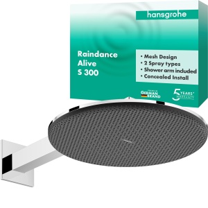 Dus cu cap de dus hansgrohe Raindance Alive S 300 mm, Crom, 2 Straluri