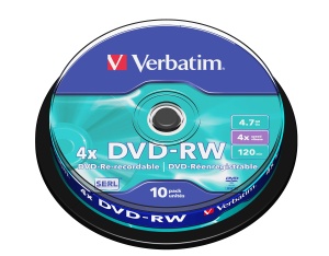 DVD-RW Verbatim 4.7GB 4x, 10 bucati, Matt Silver