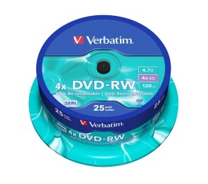 DVD-RW Verbatim 4.7GB 4x Matt Silver 25 bucati