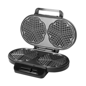 EMERIO Fier de vafe dublu pentru un total de 10 vafe cu inima (2 vafe cu aproximativ 14 cm diametru) | Regulator de temperatura pentru bronzare dupa dorinta | Acoperire antiaderenta | Fara BPA | 1200W | WM-123356 - Img 2