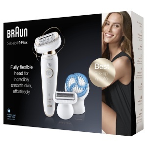 Epilator Braun Silk-epil 9 Flex 9010 AlbAuriu Cap flexibil Perie exfolianta