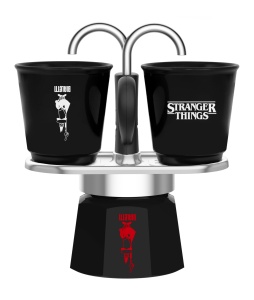 Espressor Bialetti Mini Express Stranger Things 2 cesti ceramice termoreactive 130 ml Negru
