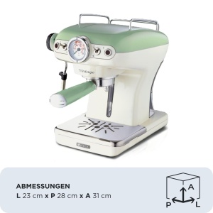 Espressor cafea Ariete Vintage 1389, 850W, 15 bar, rezervor 0.9L, Verde - Img 2